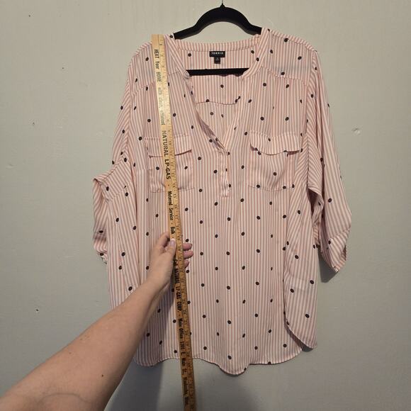 Torrid Floral Stripe Georgette Top Blouse Womens 3X Pink Popover Boho Cottage - Picture 7 of 10